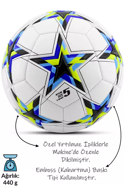 Original Football  Champions League Pumped Hard Ground Turf Football Ball No:5 Black .