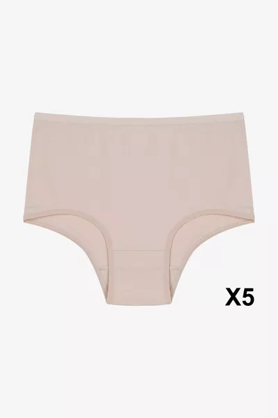سروال داخلي نسائي عالي الخصر بخمسة قطع مع ليكرا