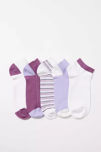 عبوة مكونة من 5 جوارب نسائية للرياضة باللون الليلكي