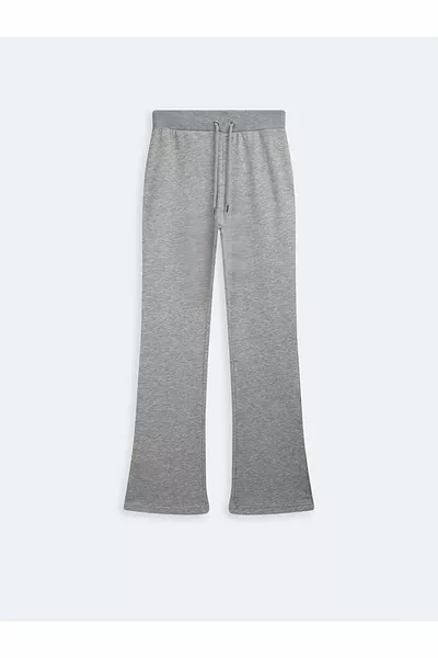 سروال رياضي رمادي بتصميم مضلع وخصر مطاطي