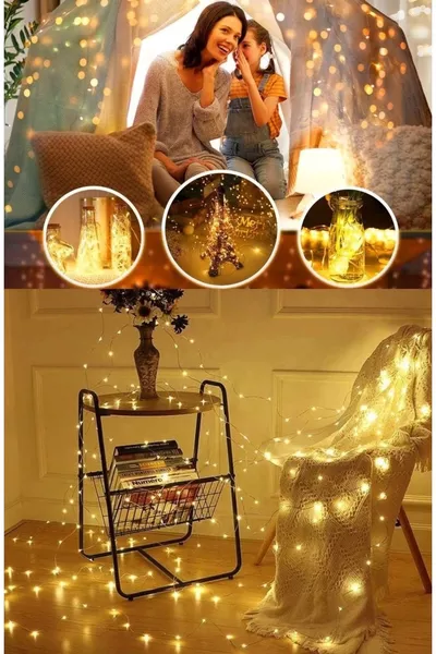 Gordijn LED m met afstandsbediening, 8 functies,  LED's,  hanglampjes, USB-aansluiting