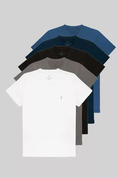 Pacco da 5 T-shirt Uomo Basic in Cotone a Manica Corta