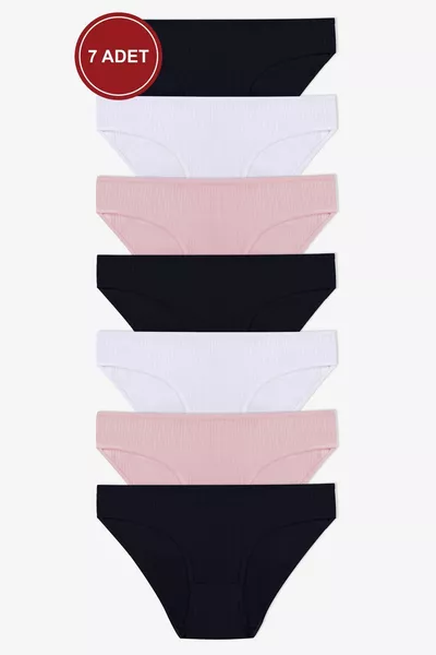 Женские трусы с 7 полосками, из хлопкового рибана