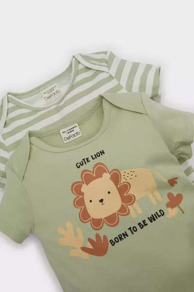 Neugeborenes Jungen-Strampler-Set 2er-Pack, gestreift, kurzärmelig, SM