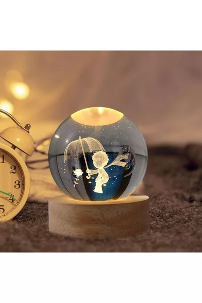 Il Piccolo Principe Globo di Vetro con Base in Legno Cristallo