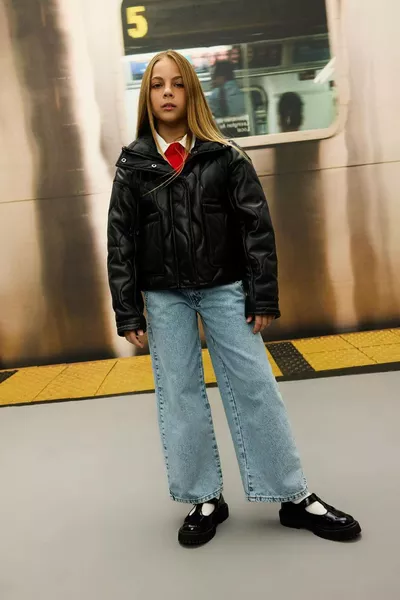 Girls' Waterproof Jacket with Zipper and Snap Pockets AU