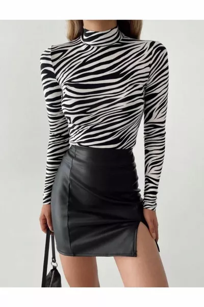 Women's Clothing General Brands Slit Leather Skirt