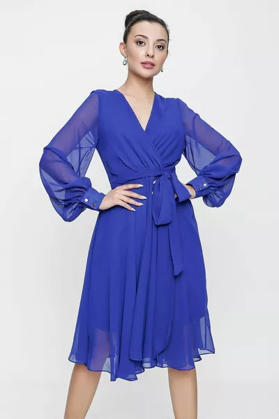 مزدوج الصدر ياقة طويلة الأكمام اصطف الشيفون اللباس