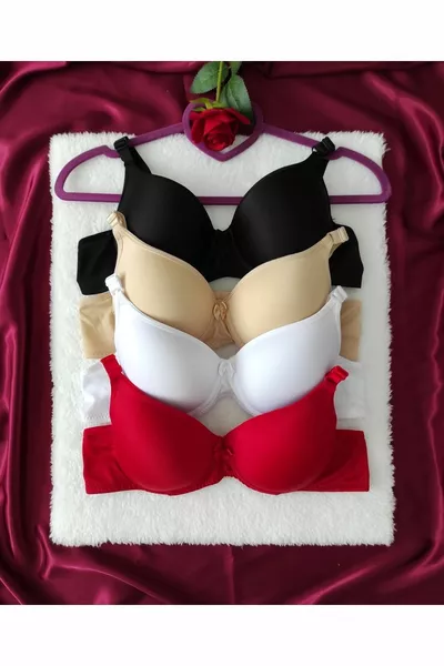 طقم صدرية يومية نسائية 4 قطع بدون حشوة مع سلك