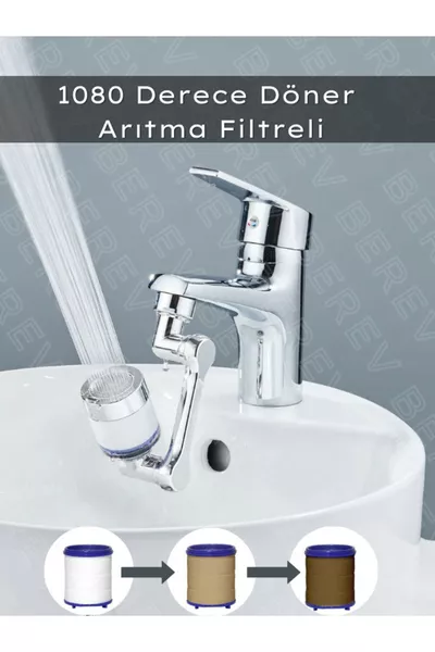 Tête de robinet de cuisine avec filtre pivotant à  degrés, tête de robinet avec filtre, finition chromée