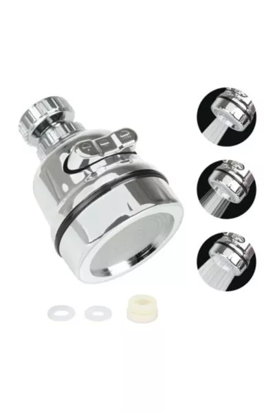 Кран с хромированной насадкой, экономящий % воды, с 3 функциями, подходит для кухни и раковины, поворот на  градусов