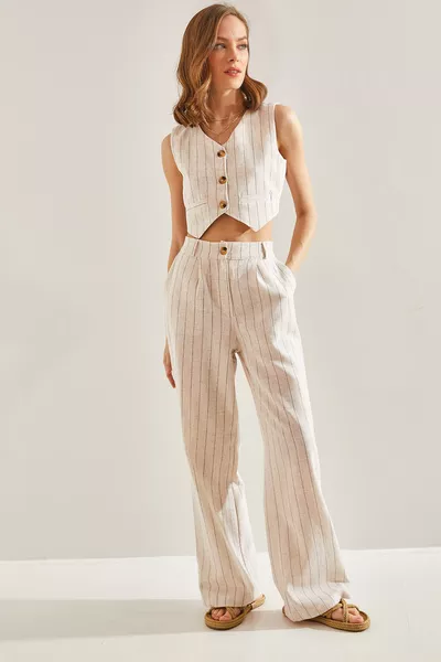 Women's Striped Vest and Top Set