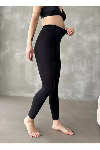 winter plush-lined thermal towel leggings with shaping effect