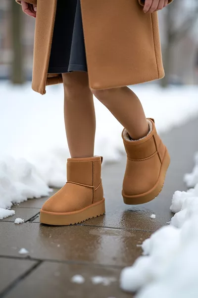 أحذية أطفال دي إس أوجو سي. تابا للبنات مع فرو يومية حذاء رياضي