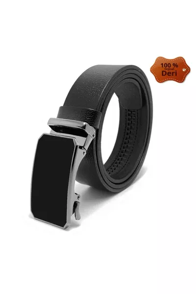 حزام جلدي أصلي ٪ بدون فتحة وبمشبك أوتوماتيكي