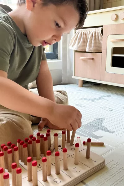 Играчка за учене на числа с дървени пръчки Монтесори, обучаващ материал от дърво за развитие на умението за броене