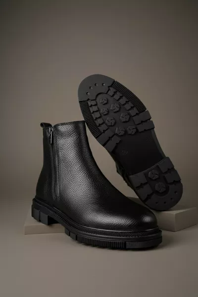 حذاء شتوي رجالي من جلد طبيعي CHELSEY بسحاب مزدوج