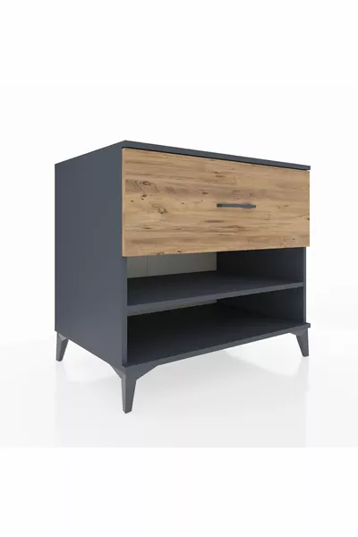 Kronos Dresser Single Shelf Single Drawer Anthracite-Pine