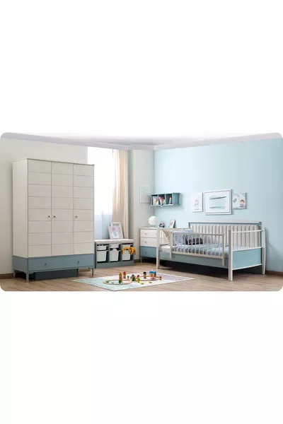 غرفة أطفال مارين (خزانة بثلاثة أبواب + مونتيسوري + كومودينو)