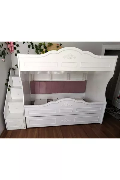 Çocuk Ranzası Mdf (BEYAZ - ÇITALI MODEL)