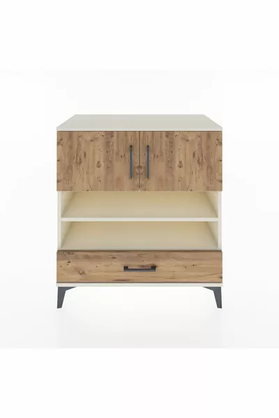 Комод Hyperion с 4 полками, одним ящиком и 2 дверцами, Лунный камень-Сосна