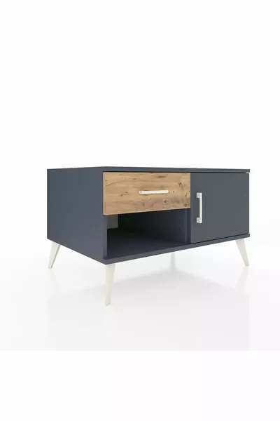 Kronos Dresser Single Shelf Single Drawer Single Door Anthracite-Anthracite/Pine