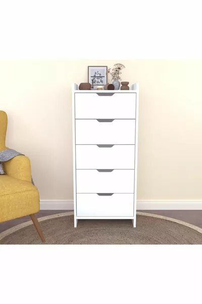 LODOS 5 Schubladen weißer Schrank