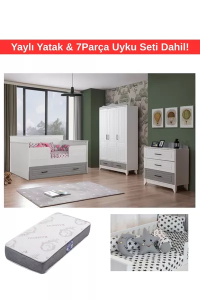 Camera per neonati e bambini Tokyo Cedro / Letto e set di sonno in 7 pezzi inclusi