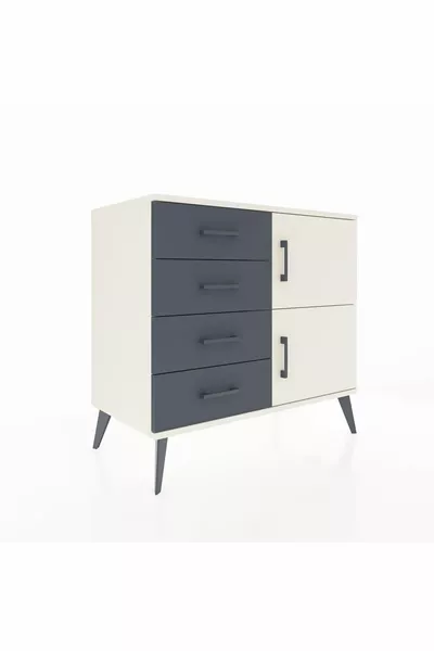 Hyperion Dressoir Enkel Plank 4 Lades 2 Deuren Opaal-Opaal/Antraciet