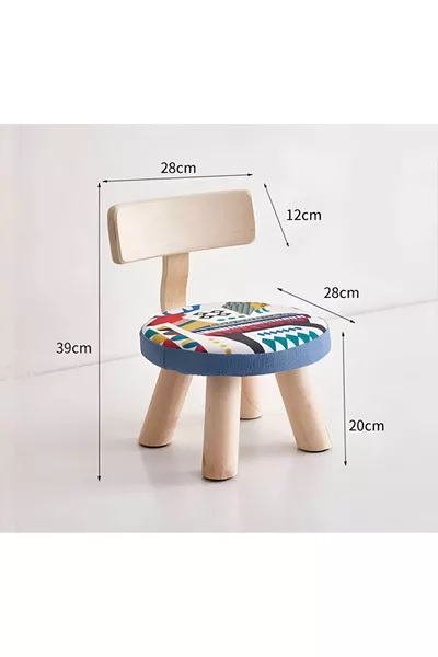 كرسي أطفال من الخشب الصلب بنقشة كانفاس صغيرة