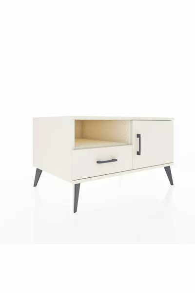 خزانة كرونوس مع رفين، ودُرج واحد، وباب واحد، لون حجر القمر - حجر القمر