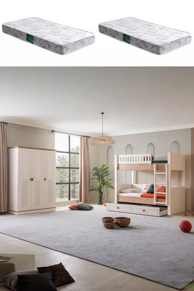 Легло с двойно ниво, Zenit Yavrulu с 3 врати гардероб и 2 броя удобни матраци