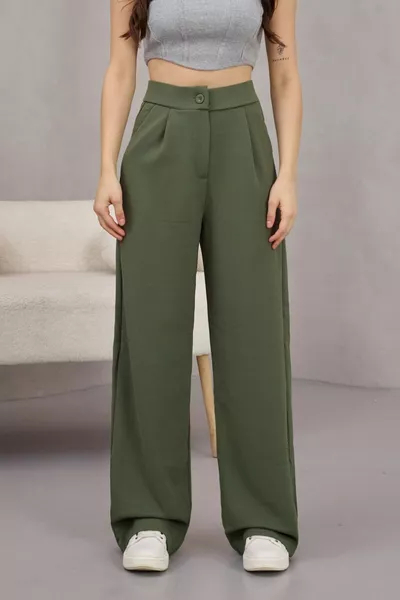 بنطال بالازو واسع الساق بقماش ليكرا نسائي