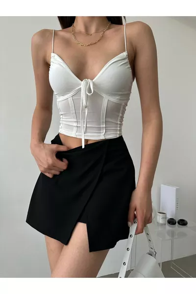Women's White Corset Crop Bustier
