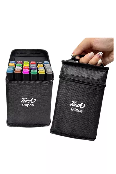 -Piece Dual-Tip Art Marker Paint Pen Set with Brush and Chisel Tips, Comes with Case and Stand