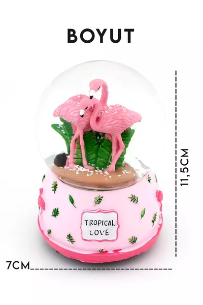 Романтическая светящаяся и музыкальная снежная сфера с фламинго, меняющая цвет – декоративный подарок