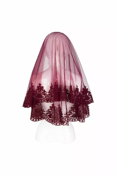 Bruidsjurk Hoofdsluier Sluier Kına Bordeaux Bruidsjurk Kına Sluier Bruidssjaal + handschoenen + ceintuur