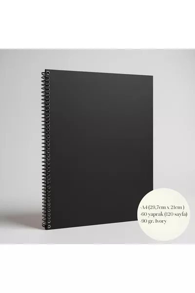دفتر حلزوني بدون خطوط بحجم  (غلاف أسود)