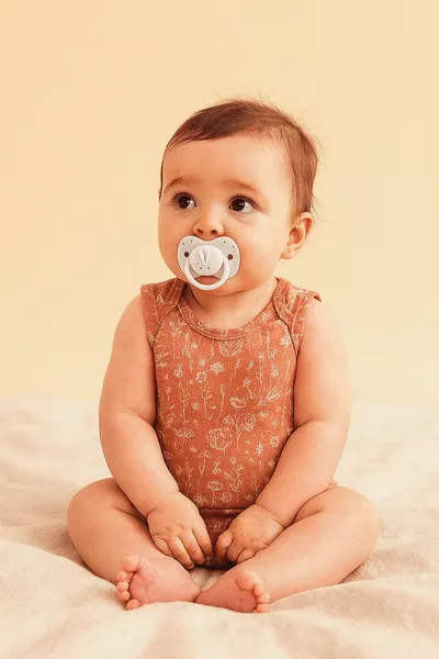 Cotton Baby Snap-Button Tank Top Spring Floral Terracotta