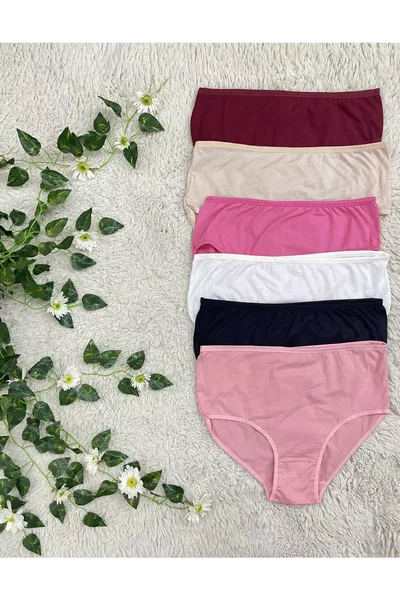 Women's Cotton High-Waist Slip Plus Size Panties 6 Pieces Mixed Colors