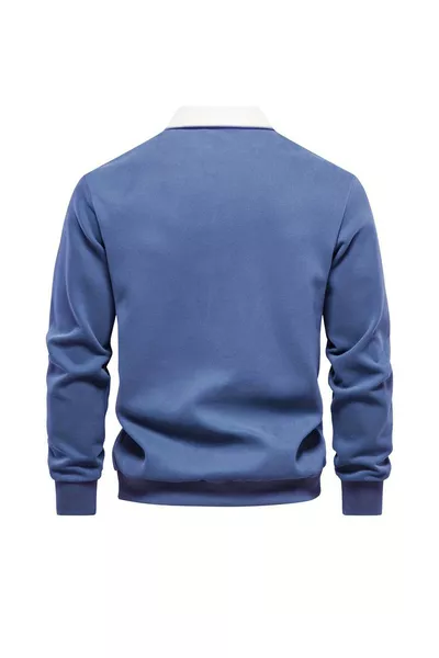 سويت شيرت غازي للجنس الذكوري بياقة قميص وقطن بألوان متباينة بأسلوب رجعي