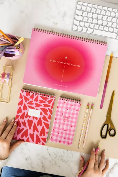  Сет от 3 неограничени настолни планера за седмица и ден – Aura/сърце