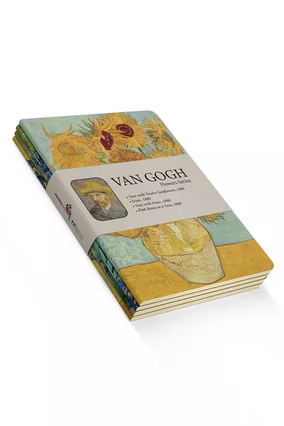 Van Gogh 4-Piece Notebook Set 3 - Flowers Series - Plain -  Pages -  cm