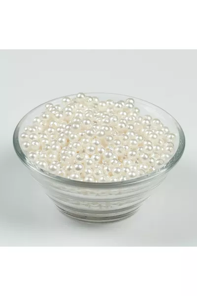  грама - перлени мъниста кремав цвят 5 мм, пластмасови перлени мъниста, (между  бр.)