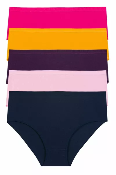 مجموعة 5 سراويل نسائية من القماش المخطط القطني 