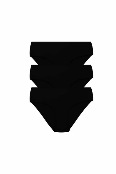 ملابس داخلية نسائية بثلاث قطع، بيكيني من القماش الميكرو الناعم، باللون الأسود، بدون خيوط وبدون ترك أثر على الجلد، مع تقطيع بالليزر