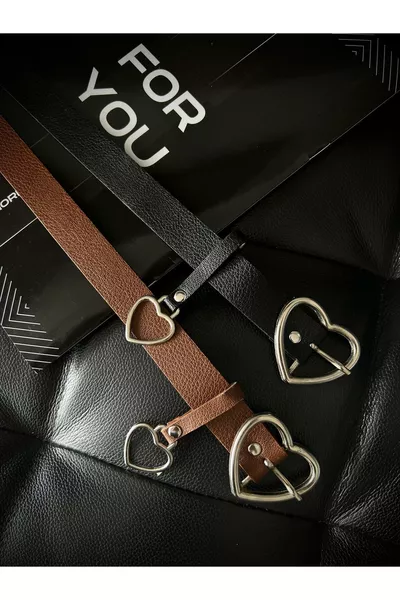 حزام نسائي أساسي بقلادة قلب، حزام بدلة، حزام فستان، حزام قميص، عرض فرصة من قطعتين