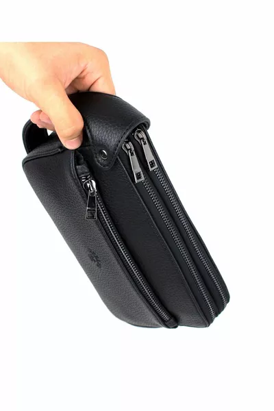 Men's Black Handbag Luxury Travel Daily Multi-Compartment Portfolio Handbag