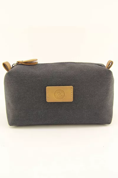 Men's Black Canvas Waterproof Shaving Bag