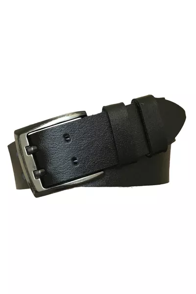 Ceinture de sport en denim noir à double languette en cuir véritable 4,5 cm=